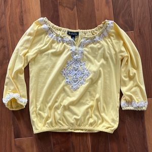 Yellow INC embellished peasant top